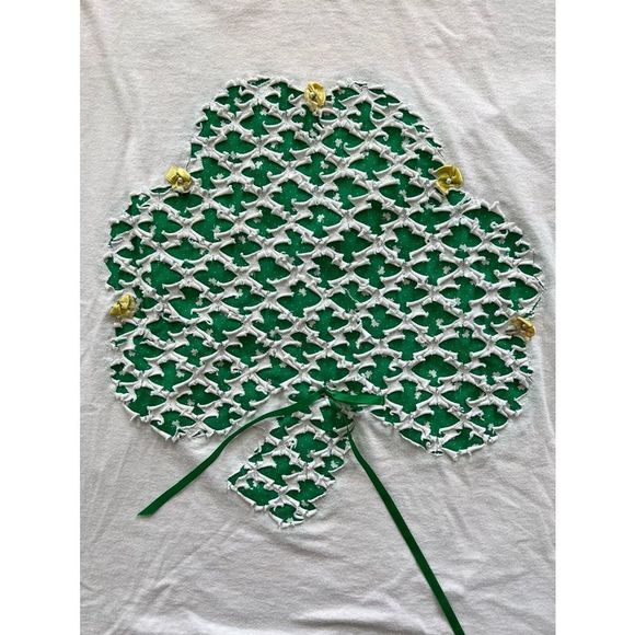 Vintage 90s Handmade Irish Shamrock Tee w Ribbon Large - Picture 3 of 11